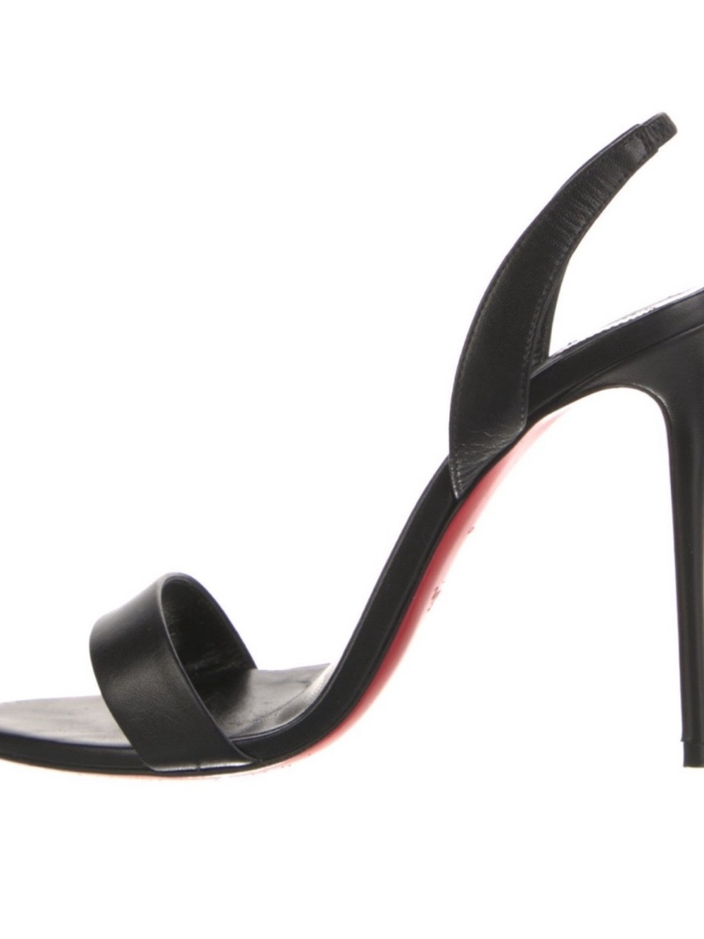 Christian Louboutin Black Leather Red-Soled Slingback Stiletto